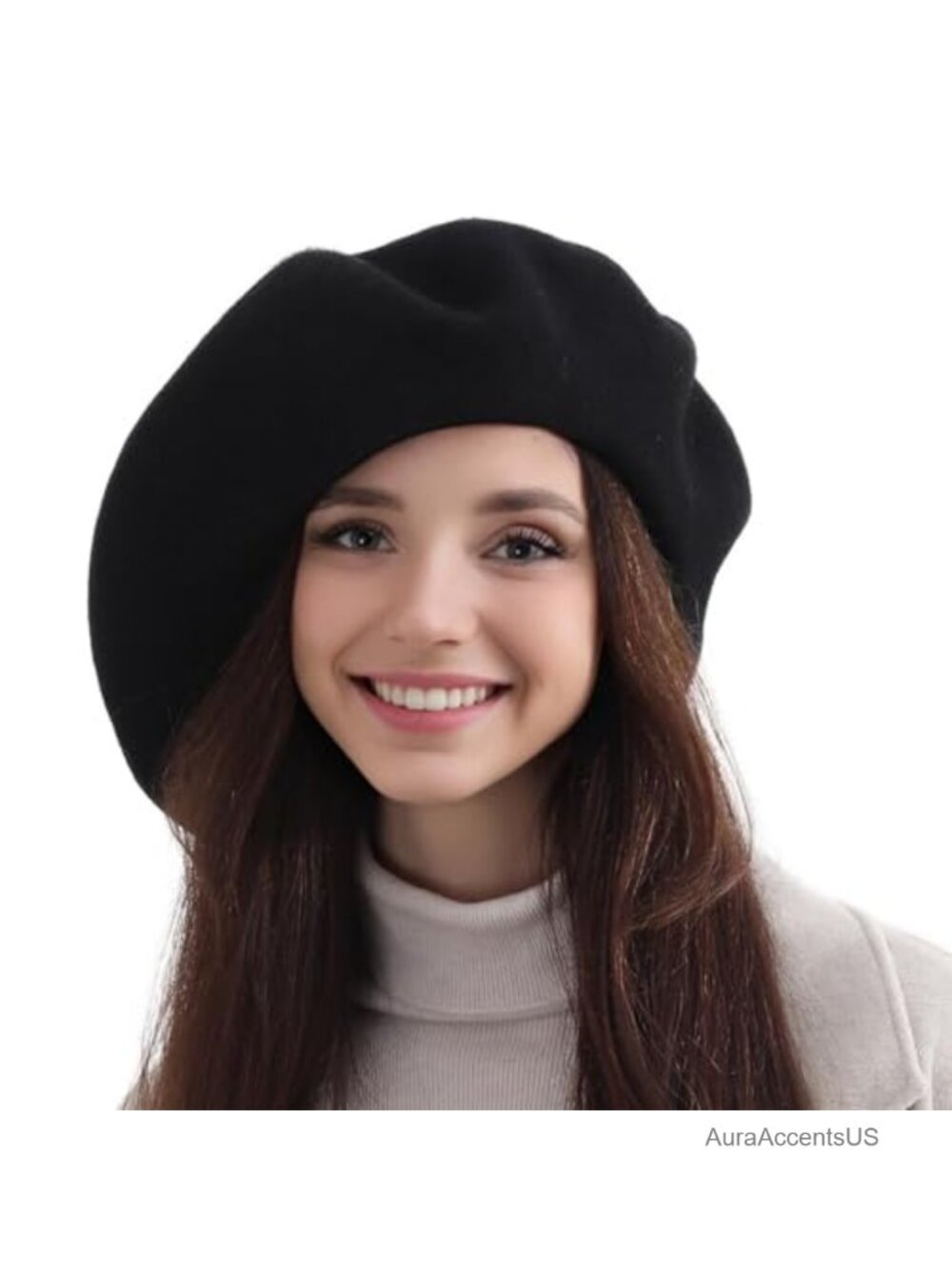 100% Wool Knit Beret for Women French Style Satin Lining One Size